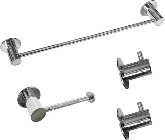 Bathroom Hardware Set - 18 Inch 304 Stainless Steel Towel Racks, Paper Holder, Robe Towel Hooks for Bathroom, Brushed Nickel