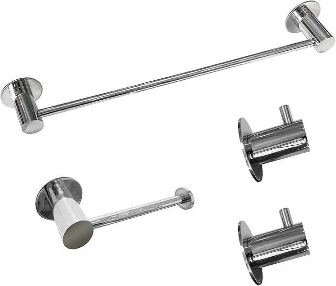 Bathroom Hardware Set - 18 Inch 304 Stainless Steel Towel Racks, Paper Holder, Robe Towel Hooks for Bathroom, Chrome Polished