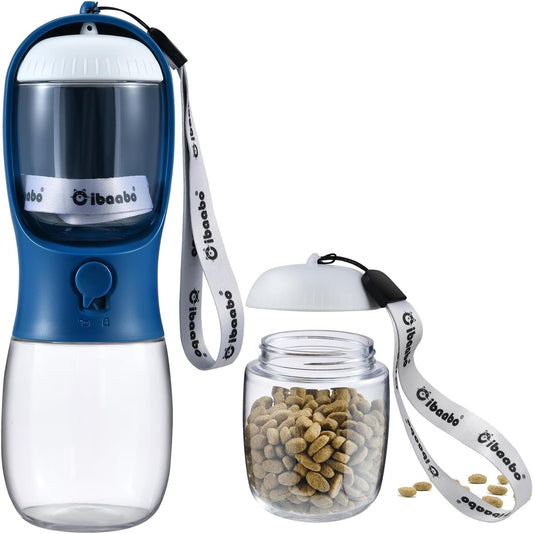 Dog Water Bottle with Food Container for Travel