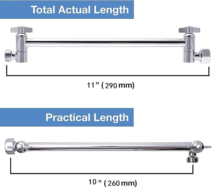 NearMoon Rain Shower Head with 11'' Adjustable Arm, High Pressure Stainless Steel Rainfall Shower, Ultra-Thin Design - Pressure Boosting (8 Inch, Nickel)