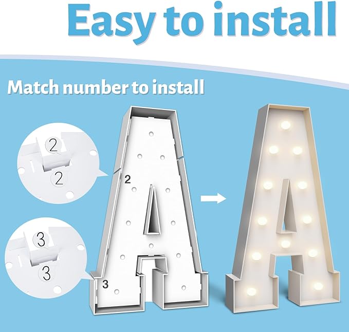 4FT Marquee Light Up Letters Q,Party Decoration Large Marquee Light Up Letters with Weighted Water Bag,Pre-cut Foam Board Set Can Be Used for Birthdays,Weddings,Baby Anniversaries