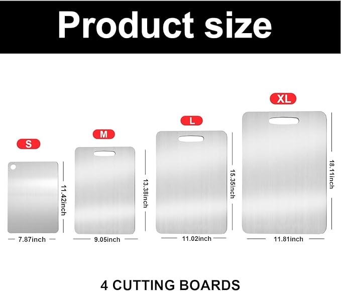 Katuchef Titanium Cutting Board,2026 New 100% Pure Titanium Cutting Boards for Kitchen,Titan Cut Pro Non toxic Doubld-Side Durable Chopping Boards, Easy to Clean and Store(3PCS-S+M+L)