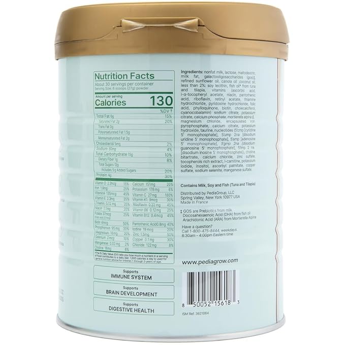 Premium European Toddler Nutritional Milk Drink Powder | Made in France, Grass-Fed Milk | DHA, Iron & Protein | Non-GMO | Great for Smoothies & Picky Eaters | 1 Year and Older - 28.2 Oz