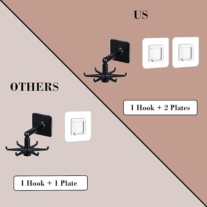 Rotating Kitchen Utensil Hook – Wall Mounted 6 Hook Organizer