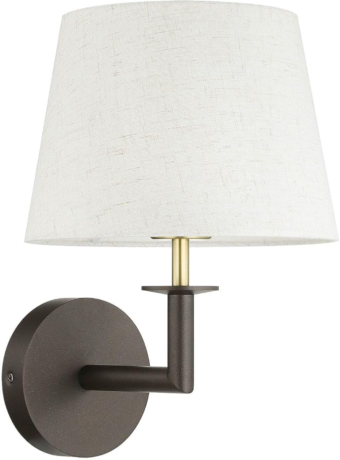 XiNBEi Lighting 1 Light Wall Sconce Fixtures with Linen Fabric Shade, Industrial Wall Light Lamps Decor for Bedroom Entry Living Room Bathroom Stairway XB-W490-DBS