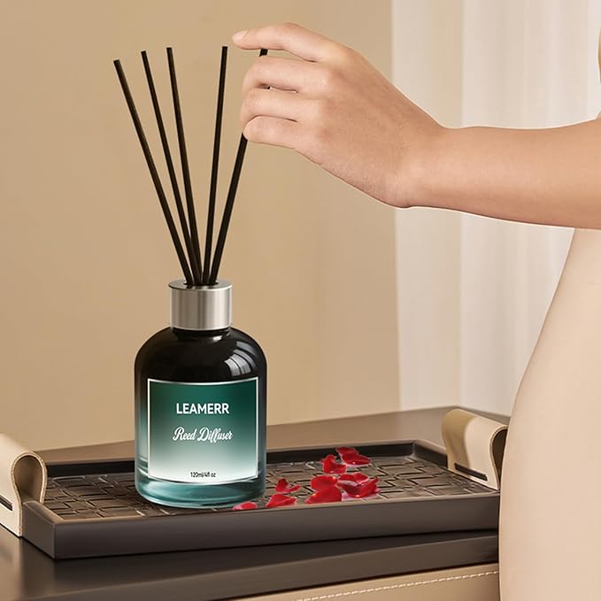 White Tea Reed Diffusers for Home, 4 oz (120mL) Aromatherapy for Relaxation & Air Freshener. Perfect for Home, Bathroom, Office & Room Decor, Calming Botanical Scent