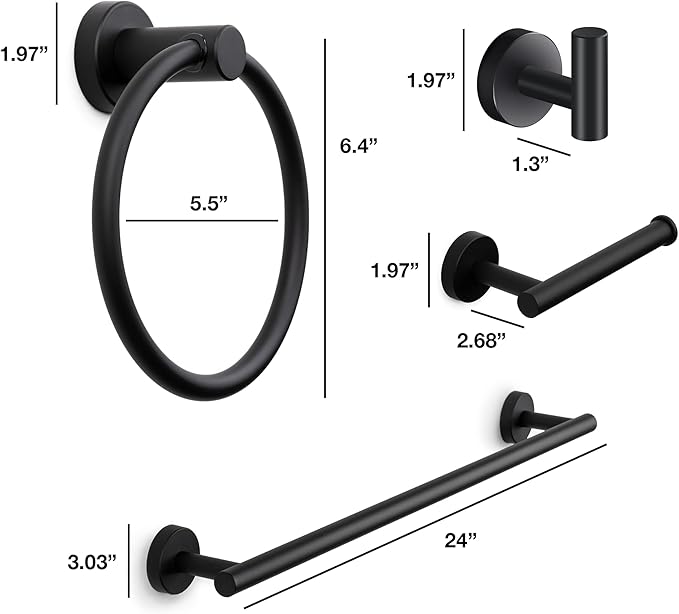 Matte Black Bathroom Hardware Set (4-Piece)