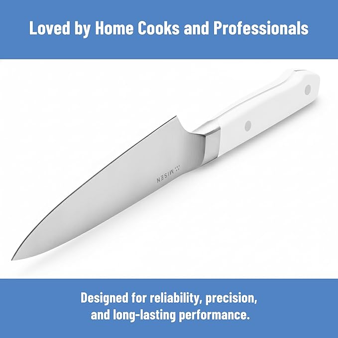 Misen 5.5" Utility Knife – High Carbon Japanese AUS-10 Stainless Steel – Hybrid German & Japanese Blade – Precision Kitchen Knife for Professionals & Home Cooks – Ultimate Cutting Performance - White