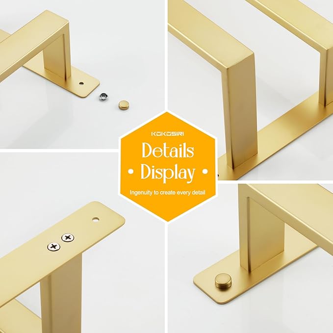 KOKOSIRI Bath Towel Bars Bathroom 2-Tiers Ladder Brushed Gold Towel Rails 24 Inches Towel Holders Wall Mounted Towels Shelves Rack Stainless Steel, B5008BG-L24