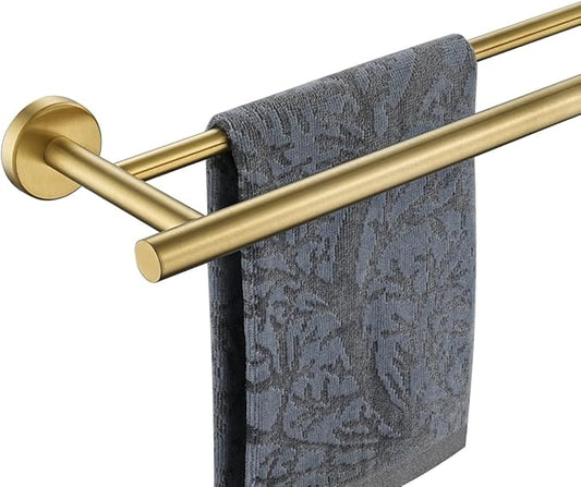JQK Double Bath Towel Bar, Brushed Gold 39 Inch 304 Stainless Steel Thicken 0.8mm Towel Rack for Bathroom, Towel Holder Wall Mount, Useable Length 36 Inch, TB100L36-BG
