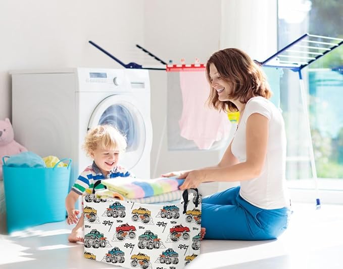 Kids Storage Basket – Monster Truck Toy Organizer