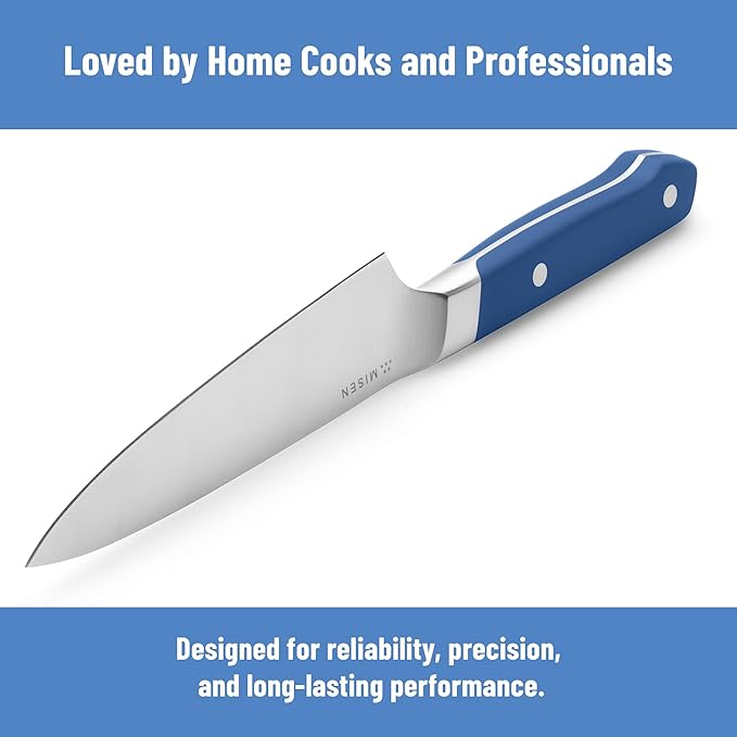 Misen 5.5" Utility Knife – High Carbon Japanese AUS-10 Stainless Steel – Hybrid German & Japanese Blade – Precision Kitchen Knife for Professionals & Home Cooks – Ultimate Cutting Performance - Blue