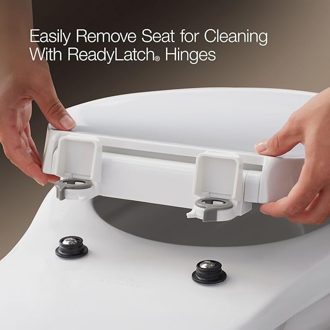 KOHLER K-35585 Cachet Recycled Plastic, Readylatch, Quiet-Close, Soft Close Round Toilet Seat