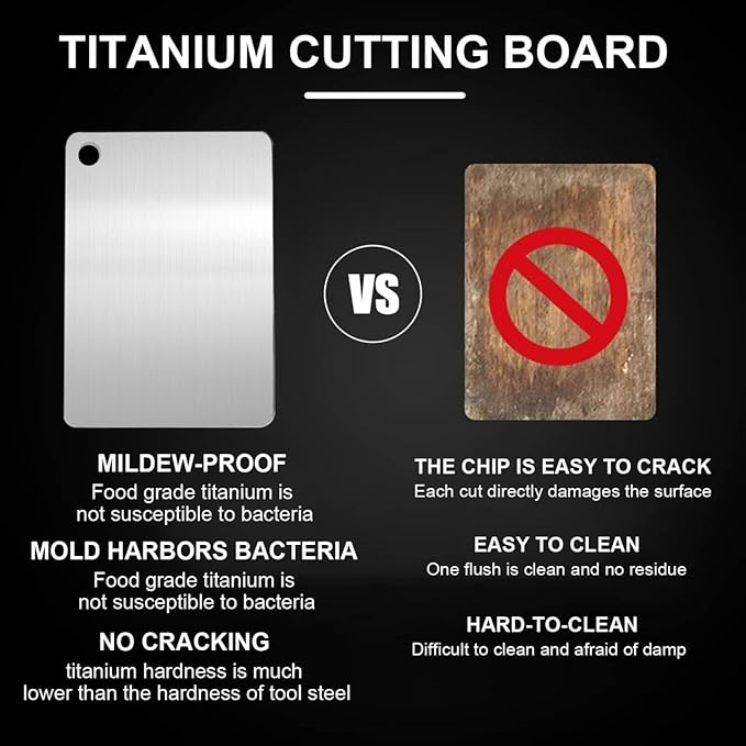 Katuchef Titanium Cutting Board,2026 New 100% Pure Titanium Cutting Boards for Kitchen,Titan Cut Pro Non toxic Doubld-Side Durable Chopping Boards, Easy to Clean and Store(2PCS-M+L)