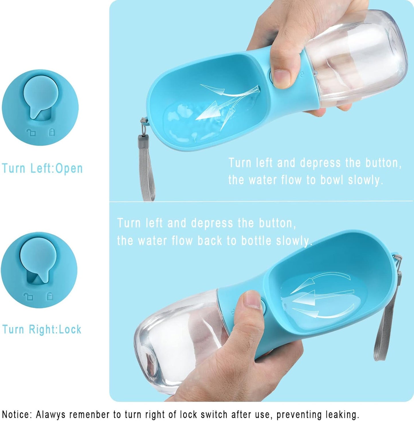 Dog Water Bottle with Food Container for Travel