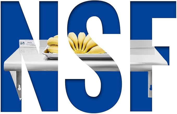 Hally Stainless Steel Shelf 12 x 24 Inches 230 lb, NSF Commercial Wall Mount Floating Shelving for Restaurant, Kitchen, Home and Hotel
