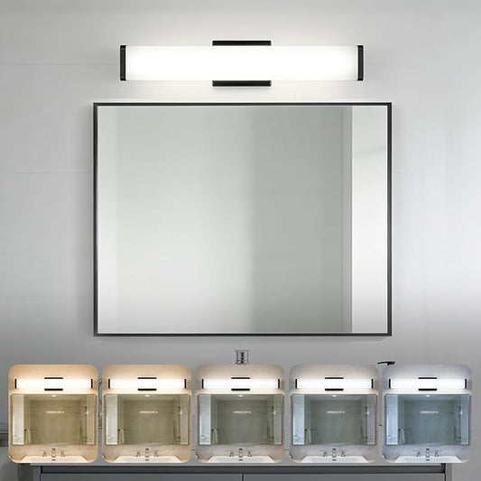 LEDVANCE Sylvania 24" Modern Vanity Lights for Bathroom, 22W, 5 Temperature Select (2700K/3000K/3500K/4000K/6000K), Dimmable, Square Shape, Black, with Accessories - 1 Pack (66556)