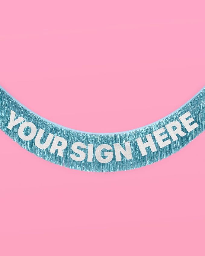 xo, Fetti Blue Fringe Banner - 5 Ft. | Bachelorette Party Decorations, Birthday Party Decor, Baby Shower Supplies, Photo Booth Banner Backdrop