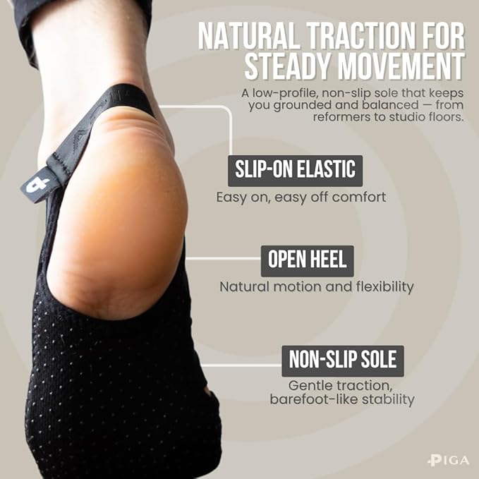 PIGA Toeless Pilates Socks – Non-Slip Grip for Men & Women, Breathable, Durable for Pilates, Barre & Yoga Workouts