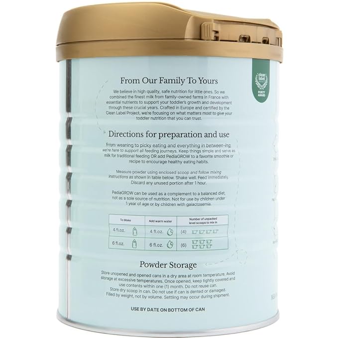 Premium European Toddler Nutritional Milk Drink Powder | Made in France, Grass-Fed Milk | DHA, Iron & Protein | Non-GMO | Great for Smoothies & Picky Eaters | 1 Year and Older - 28.2 Oz