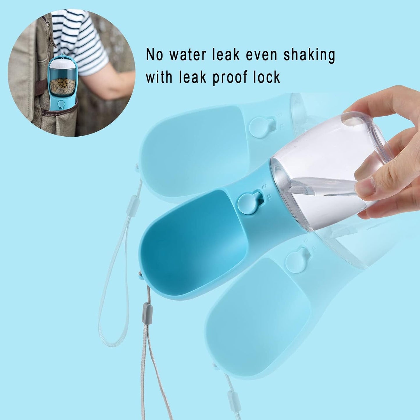 Dog Water Bottle with Food Container for Travel