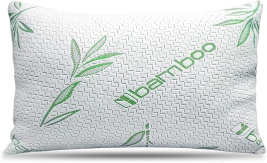 King Size Rayon Derived from Bamboo Pillow, Cooling Shredded Memory Foam Bed Pillows Sets for Back, Stomach, Side Sleepers, Adjustable Soft Firm, Washable Cover, King (Pack of 1)