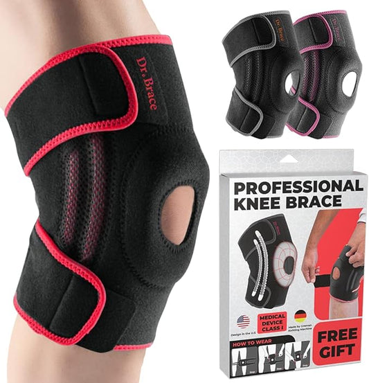 DR. BRACE ELITE Knee Brace with Side Stabilizers & Patella Gel Pads for Maximum Knee Pain Support and knee recovery for men and women-Please Check How To Size Video (Sunrise, Medium)