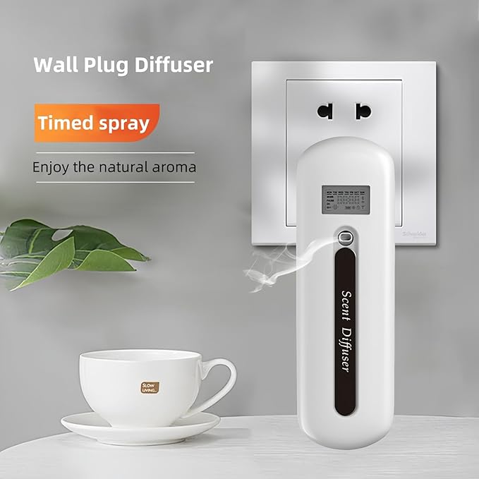 Plug in Waterless Diffuser - Up to 650 sqft Coverage, Wall Plug Oil Diffuser - Waterless Oil Diffuser with Button&App Dual-Control-