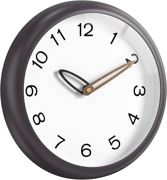 Modern Wall Clock,Battery Operated,Tempered Glass,12" Silent Clocks for Living Room,Bedroom,Kitchen,Bathroom - Stylish Home Decor Gift (Space Gray)