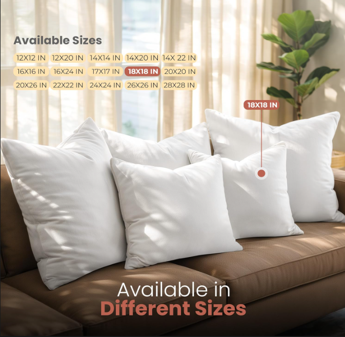 Decorative Throw Pillow Inserts Set (18x18, 2-Pack)
