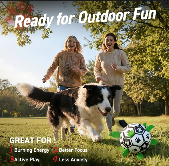 Interactive Dog Soccer Ball Toy with Straps