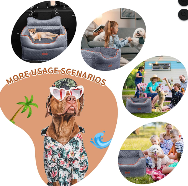 Memory Foam Dog Booster Car Seat