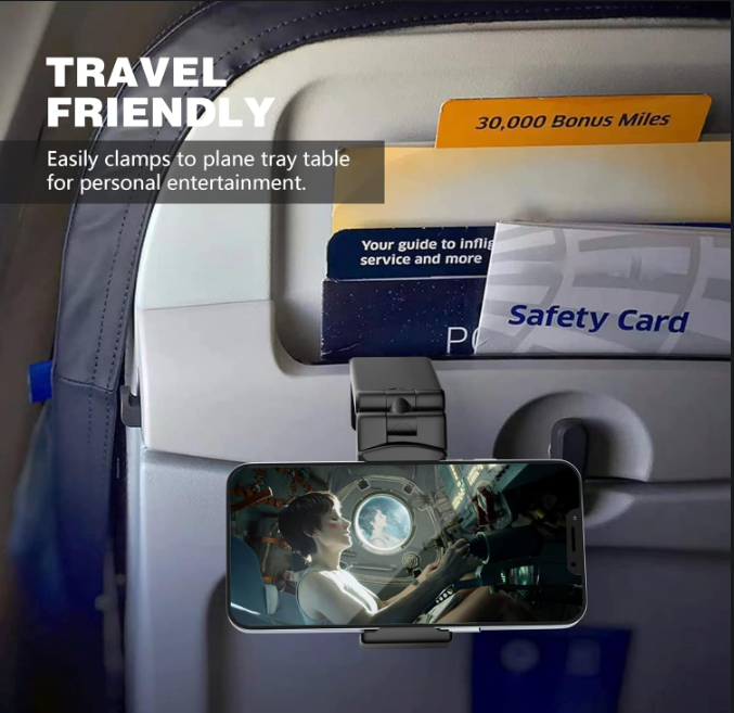 Universal Airplane Phone Holder Mount with 360° Rotation for Travel