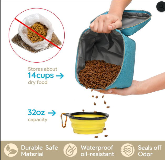 Pet Travel Bag Set with Collapsible Bowls