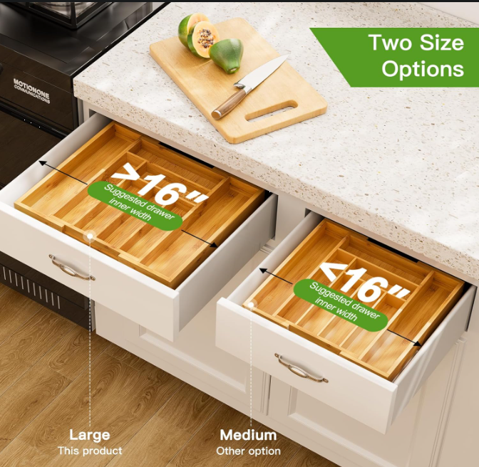 Expandable Bamboo Drawer Organizer