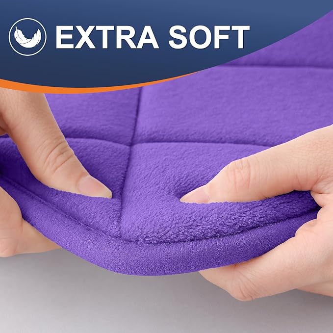 OLANLY Memory Foam Bath Mat 59x24, Ultra Soft and Absorbent Bathroom Rugs, Machine Washable, Comfortable Bath Carpet for Bathroom Floor, Tub and Shower, Purple