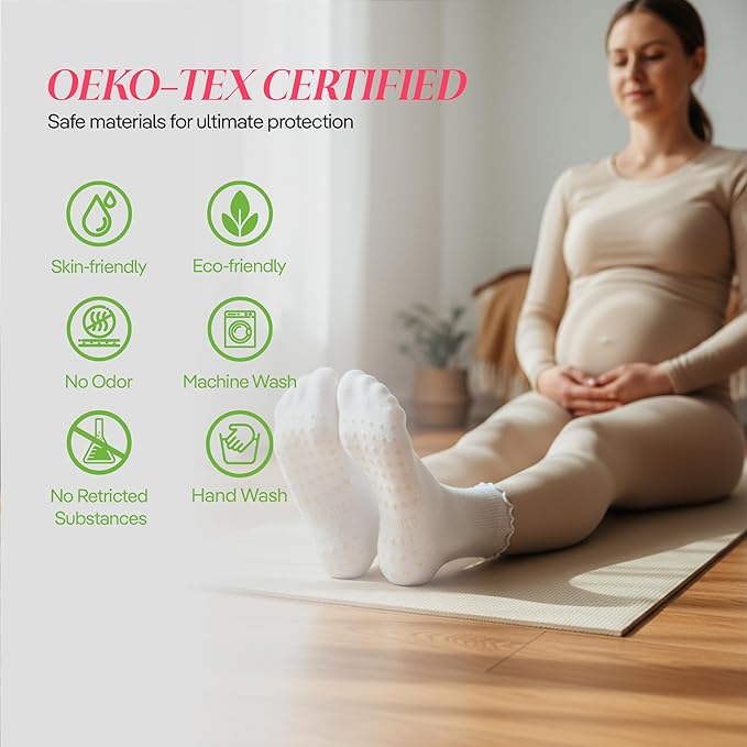 CoolMate Pilates Socks with Grips for Women, Yoga Socks, Crew Non Slip Women for Barre, Pilates Gifts