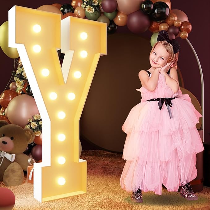 imprsv 4FT Light Up Letters, Large Arch Kit Decor for Birthday Party, Wedding, Marquee Letters Y