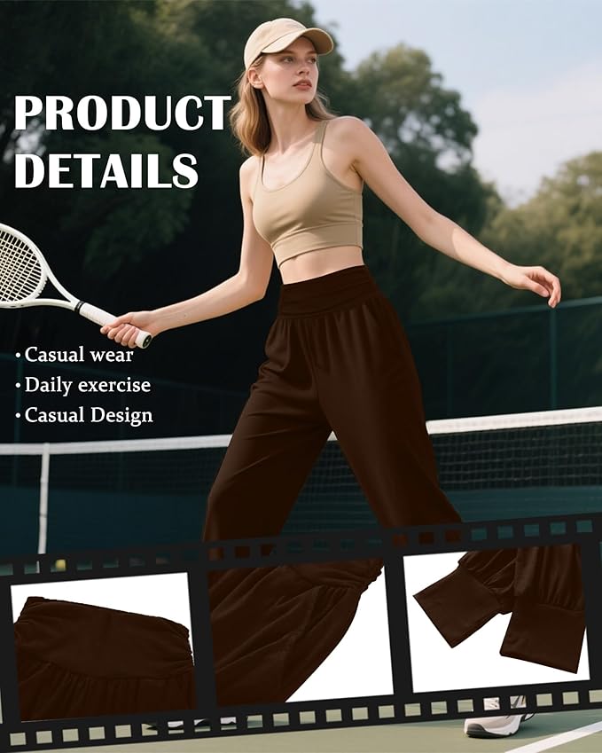 2 Pack Women's Yoga Joggers, Cozy Sweatpants with Pockets Casual Loose Comfy High Waisted Lounge Pants
