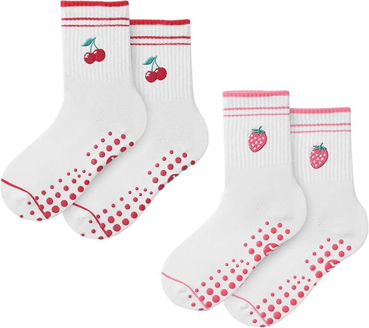 CoolMate Pilates Socks with Grips for Women, Yoga Socks, Crew Non Slip Women for Barre, Pilates Gifts