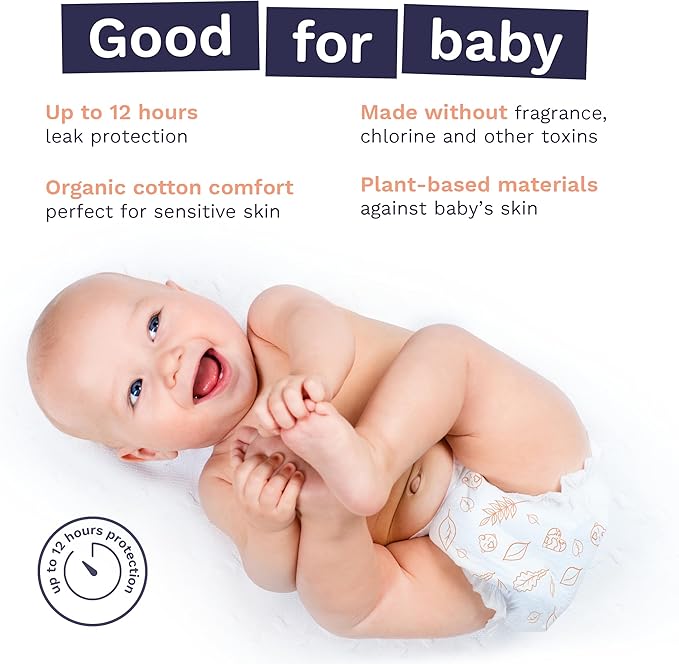 Pura Size 5 Eco-Friendly Diapers (24-35 lbs) Totally Chlorine Free (TCF) Hypoallergenic, Soft Organic Cotton, up to 12 Hours Leak Protection, Allergy UK, 3 Packs of 20 (60 Count)