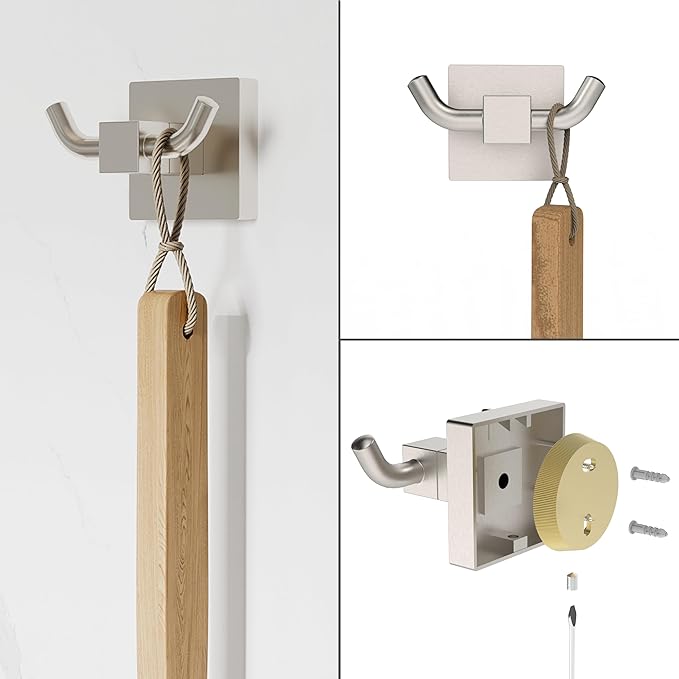 Ruacq 4pcs Bathroom Hardware Set-Toilet Paper Holder-Towel Ring -Towel Hooks for bathrooms-18 Inch Towel Bar Stainless Steel Wall Mounted, Bathroom Accessories Set (Brushed Nickel)