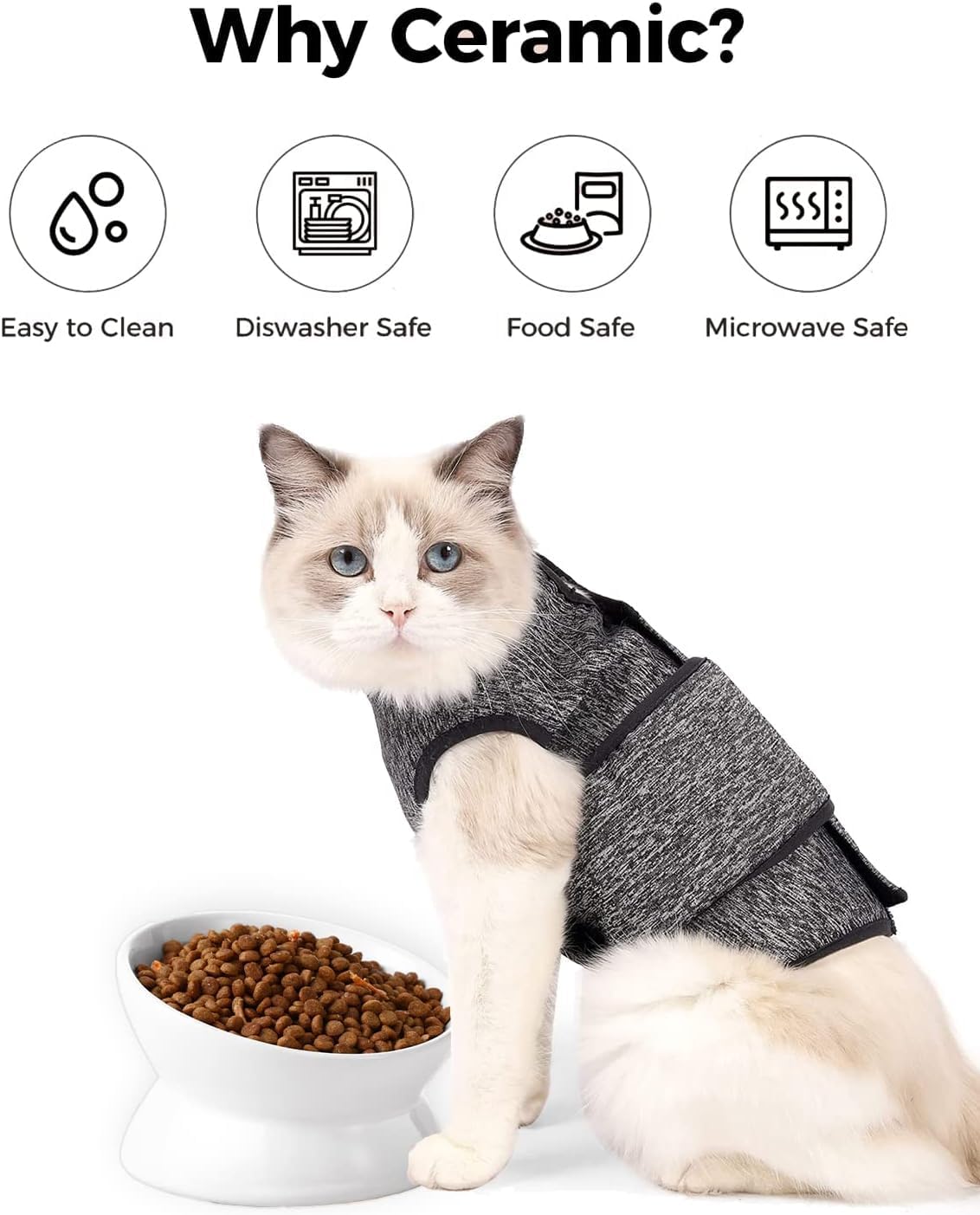 Ceramic Tilted Elevated Pet Bowl – Ergonomic & Easy Feeding Design