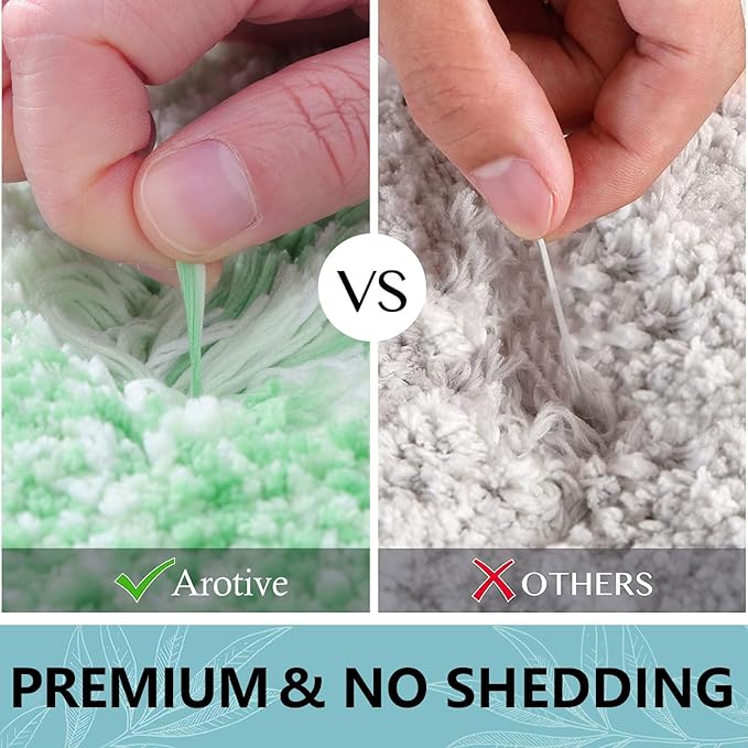 Arotive Microfiber Bathroom Rugs, Shaggy Soft and Absorbent Bath Rug, Non-Slip, Thick Plush Machine Washable Dry Bath Mats for Bathroom, Tub and Shower, 44x24, Green, Rectangular