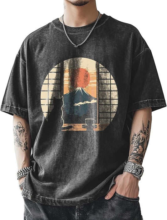 Mens Dragon Grpahic T-Shirts Short Sleeve 100% Cotton Crewneck Big and Tall Outdoor Summer Quick Dry Undershirts