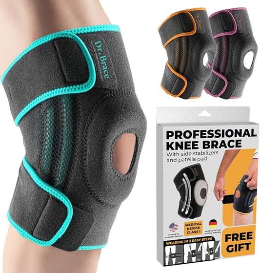 DR. BRACE ELITE Knee Brace with Side Stabilizers & Patella Gel Pads for Maximum Knee Pain Support and fast recovery for men and women-Please Check How To Size Video (Earth, Medium)