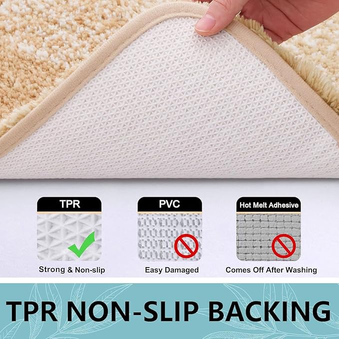 Arotive Microfiber Bathroom Rugs, Shaggy Soft and Absorbent Bath Rug, Non-Slip, Thick Plush Machine Washable Dry Bath Mats for Bathroom, Tub and Shower, 59x24, Beige, Rectangular