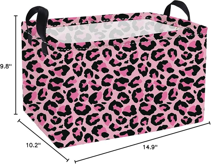 Pink Leopard Kids Storage Basket – Toy Organizer Bin