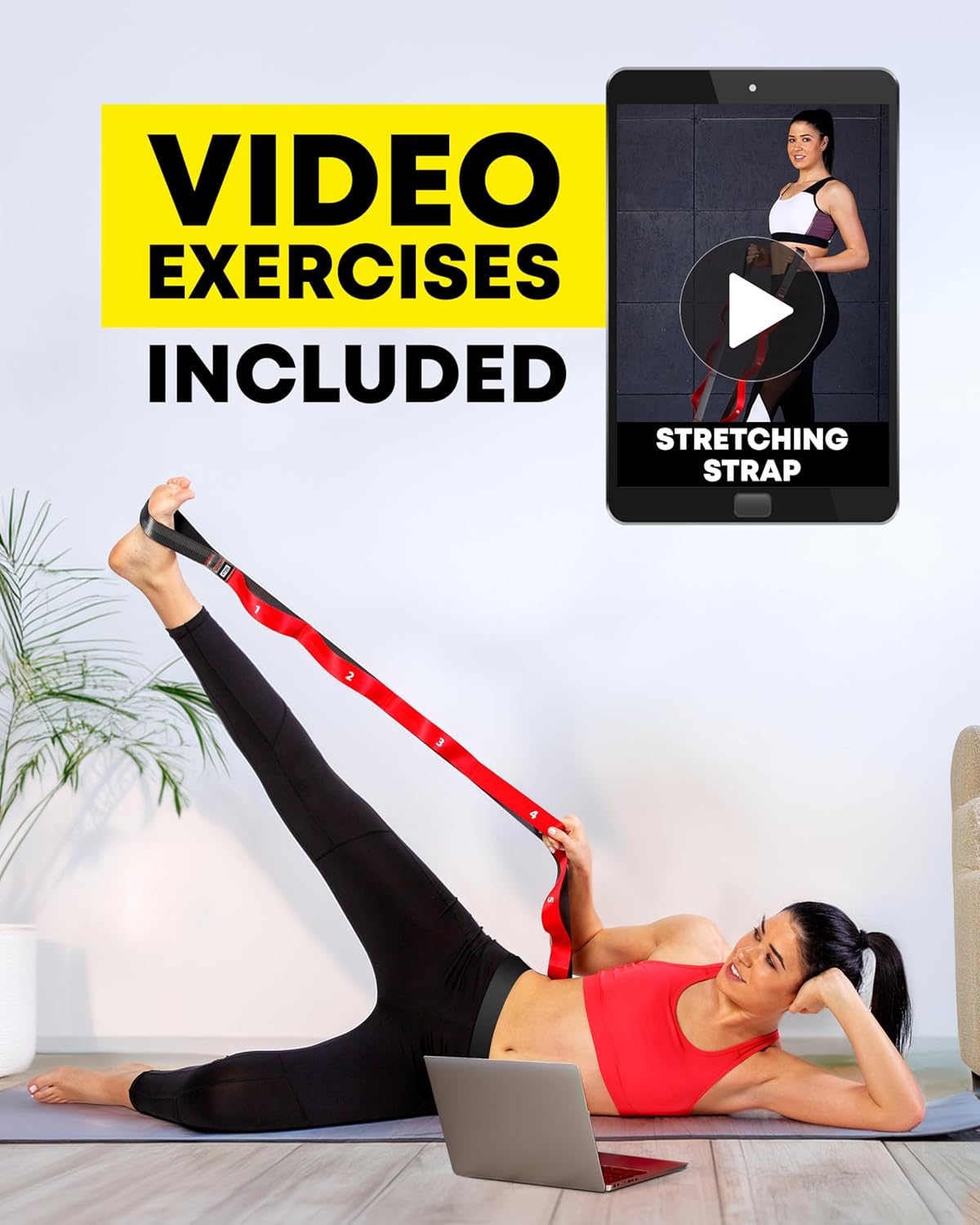 Stretching Strap with Loops - Non Elastic Stretch Band for Physical Therapy