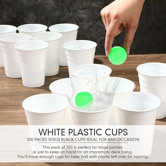 Mimorou White 200 Pack 16 oz Disposable Plastic Cups Bulk, Party Plastic Cups for Parties Stackable Beverage Drinking Tumbler Heavy Duty for Events Picnics and BBQ Wedding Birthday Baby Shower